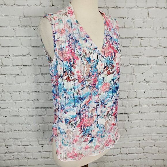 TAHARI Dalia Met. Floral Top XS NWT - Picture 3 of 7